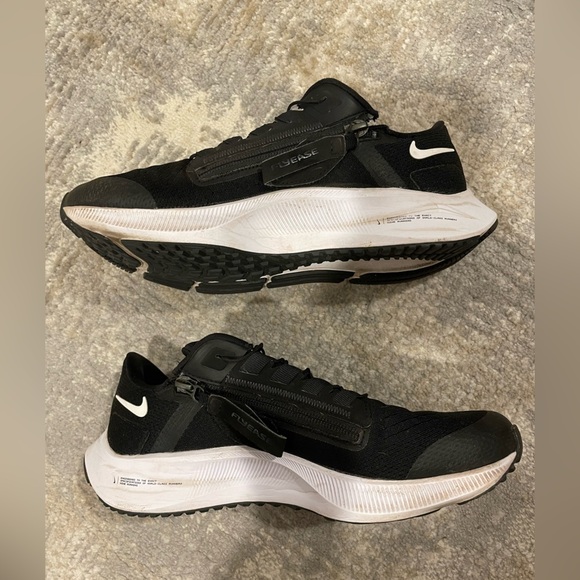 Nike Air Zoom Pegasus 38 Black & White Side Zip Velcro Closure Women’s Size 9 - Picture 7 of 15
